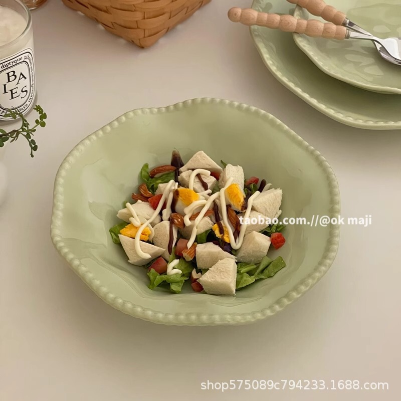 Special good-looking plate high-grade ins salad deep plate ceramic tableware home cake dessert breakfast plate dish