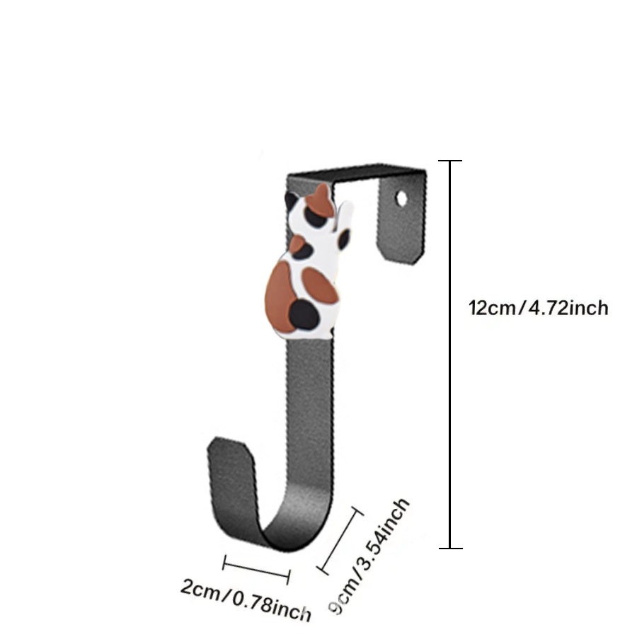 Simple gato lindo animal puerta gancho de metal sin clavos gancho de la puerta del baño