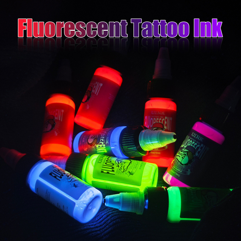 Cross-Border New Uink Tattoo Fluorescent Ink Tattoo Secondary Creative Ink 8-Color Tattoo Ink 15ml Single Bottle