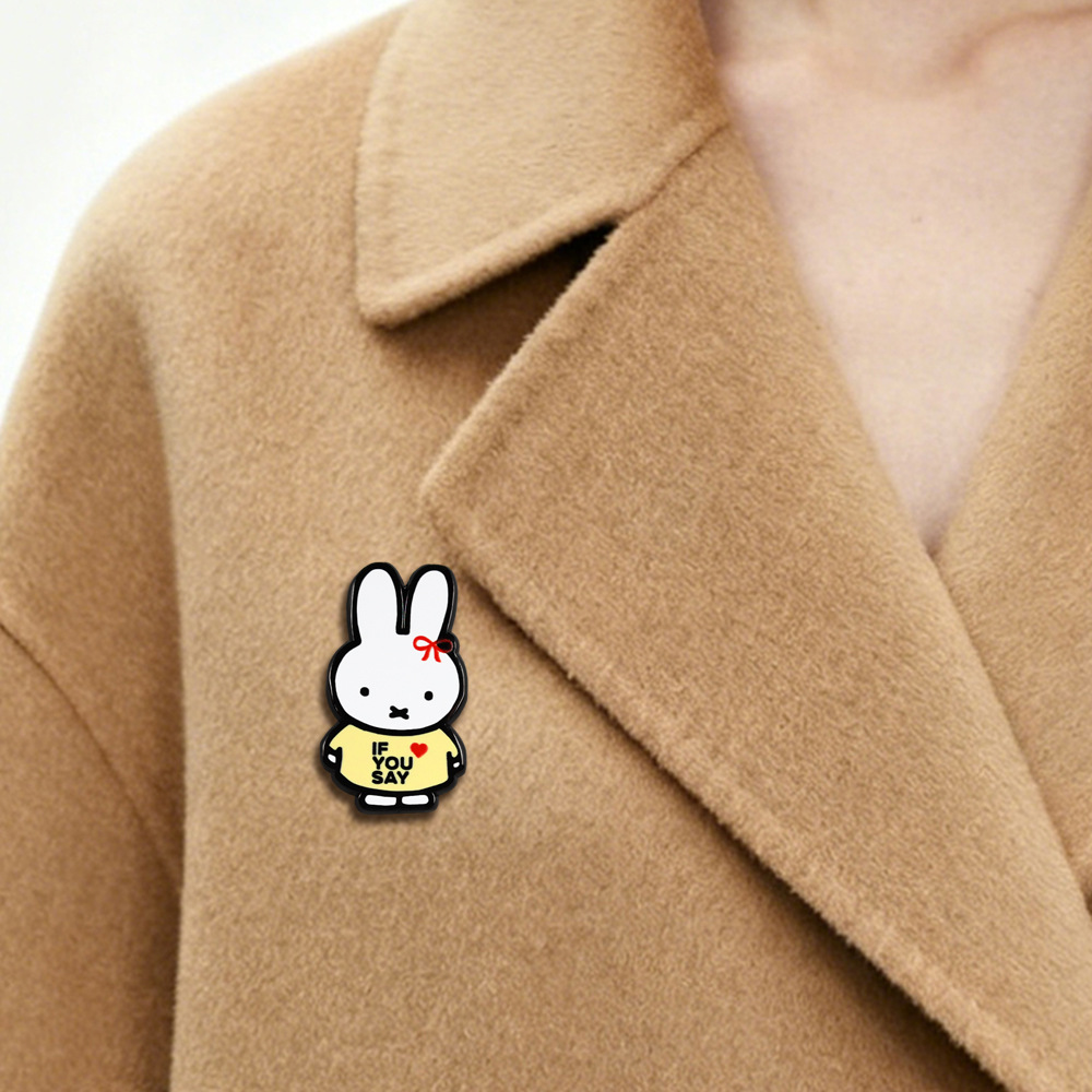 Classic Cartoon Brooch if You Say White Rabbit Badge Love Slogan Enamel Pin Fashion Collar Decoration Gift