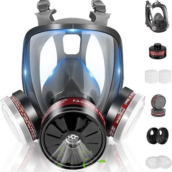 跨境代发喷漆打磨化工毒气大视野专用防雾防尘防护防毒面具全面罩