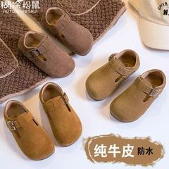 本革の子供のベーケン靴2025年春秋の新型の女の子の靴の男の子の通気性の豆の靴の赤ちゃんのカジュアルシューズ