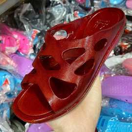 兴华062女士油性拖鞋 厚底PVC吹气塑料熟胶老年人一体成型胶拖鞋