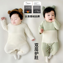 真德绒连体衣冬季婴儿套头哈衣保暖睡衣打底内衣宝宝衣服春秋冬款