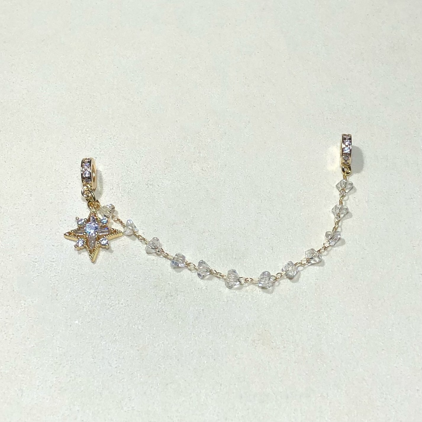 14K Gold-Filled High Color Retention Crystal DIY Accessories Four-Pointed Star Pendant Zircon Chain Bead Bracelet Handmade Beads