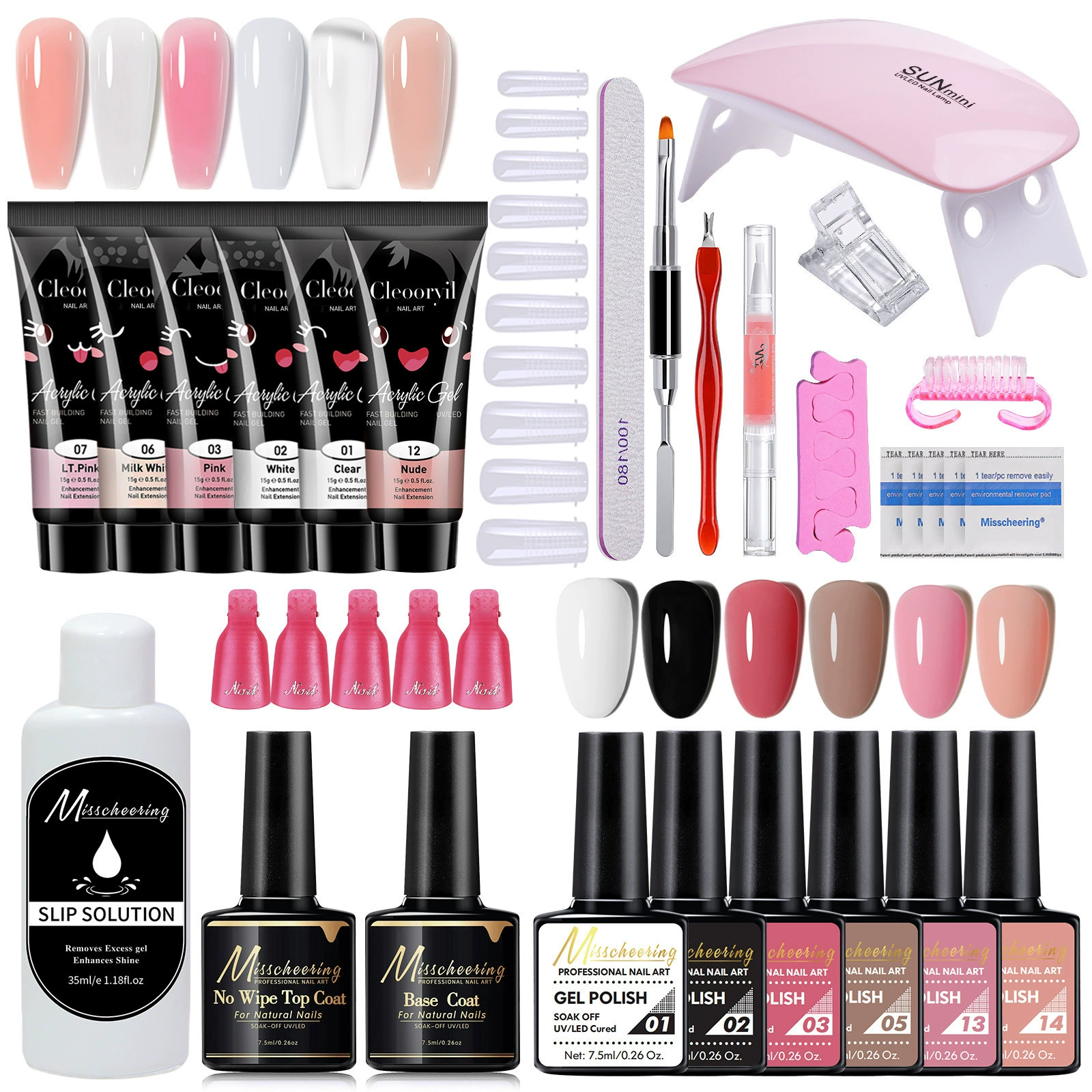 Набор для маникюра с кросс-бордерной доставкой: 15 мл клея для ногтей, 26 предметов, форма для ногтей, кисть, набор для наращивания ногтей с кристаллами, кристальный клей