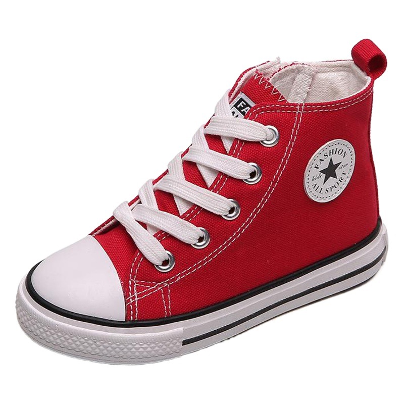 Children's Shoes, Girls' Canvas Shoes, 2025 Spring and Autumn Models, Baby Shoes, Boys' and Girls' Shoes, Medium and Large Children's Shoes, Side Zipper High-Top Kids' Shoes