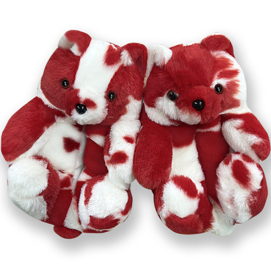 Cartoon soft cute teddy bear cotton slippers autumn and winter warm fleece-lined thickened all-inclusive plush couple home cotton slippers