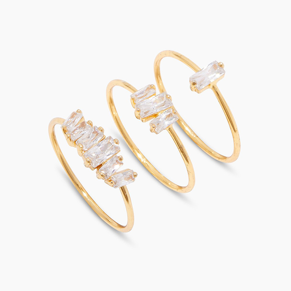 Fashion Geometric Copper Inlay Zircon Rings 1 Piece