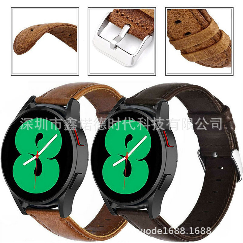 For Samsung Galaxy Watch 4 Strap Samsung Watch 5 pro Crazy Horse Pattern Strap 40mm Strap