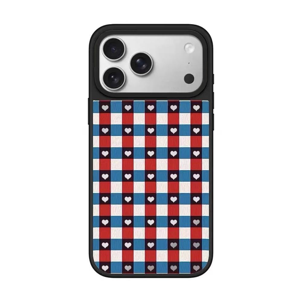 Magnetic Phone Case For Iphone 16 Pro With Mirror Grid Pattern_voghion.com