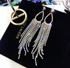 Long fashionable earrings with tassels, accessory, European style, diamond encrusted, internet celebrity, wholesale