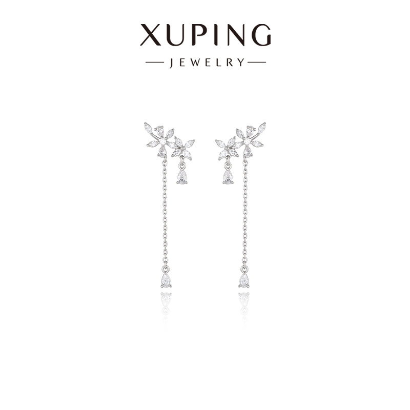 Pendientes de Aleación de Cobre con Baño Electrolítico Blanco de Xuping Jewelry, Diseño Versátil de Lujo Ligero, Venta al por Mayor