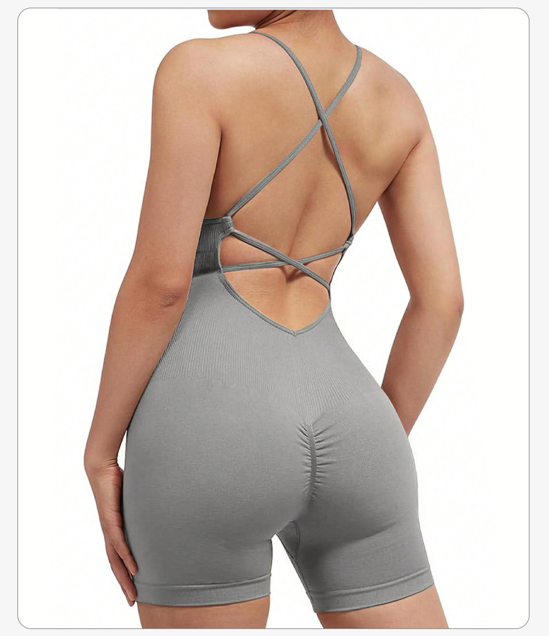 476g Weight Sleeveless Sleeve Length Nylon, Spandex Fabric Type Short Top Length Sexy Sports Solid Color Nylon Spandex Halter Neck Tracksuit Bodysuits Rompers