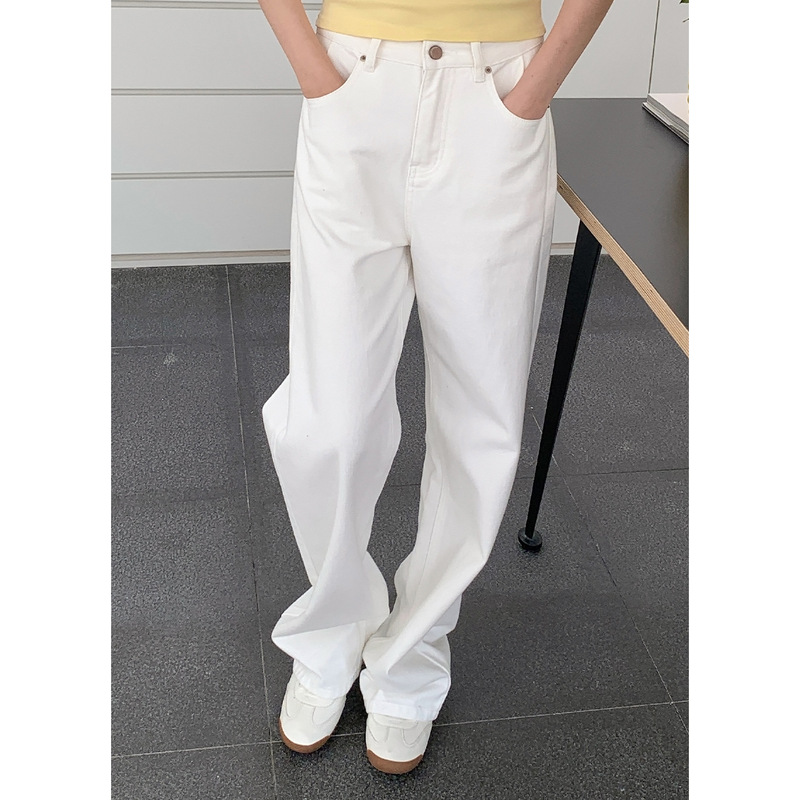 Jiu'Er Loose-Fit Straight High-Waisted Jeans for Women, Casual Versatile Textured Solid Color Long Pants 0179 Jiu'Er Loose-Fit Straight High-Waisted Jeans for Women, Casual Versatile Textured Solid Color Long Pants 0179