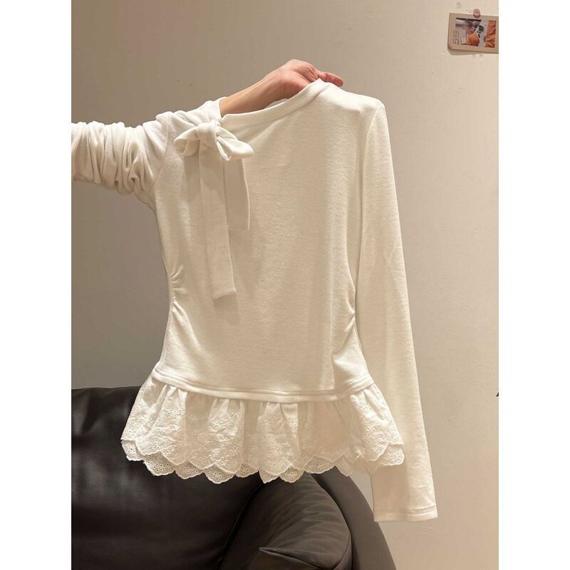 Plus Size German Velvet Lace Splicing Long-Sleeved T-Shirt for Women in Autumn and Winter New Slim Fit and Flesh-Covering Outer Wear Fashion Top Plus Size German Velvet Lace Splicing Long-Sleeved T-Shirt for Women in Autumn and Winter New Slim Fit and Flesh-Covering Outer Wear Fashion Top