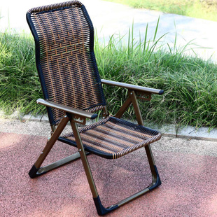 Rattan Recliner Folding Lunch Break Chair Foldable Thick Rattan Chair Balcony Leisure Balcony Chair for the Elderly Reclining Breathable Balcony Chair