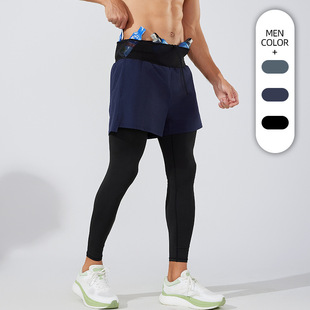 Autumn Men's Marathon Track and Field Quick-Drying Fake Two-Piece Training Pants Sports Running Fitness Yoga Tights