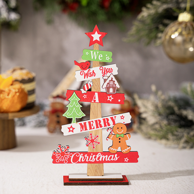 2種類のクリエイティブクリスマス装飾品クリスマス姜パイ人木製装飾クリスマスツリー木製アルファベットデスクトップ装飾|undefined