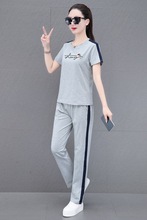 棉运动服休闲套装女夏季新款洋气时尚跑步圆领两件套