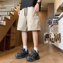 夏季男士休闲短裤铆钉港风日系宽松工装多口袋五分裤薄款户外男裤
