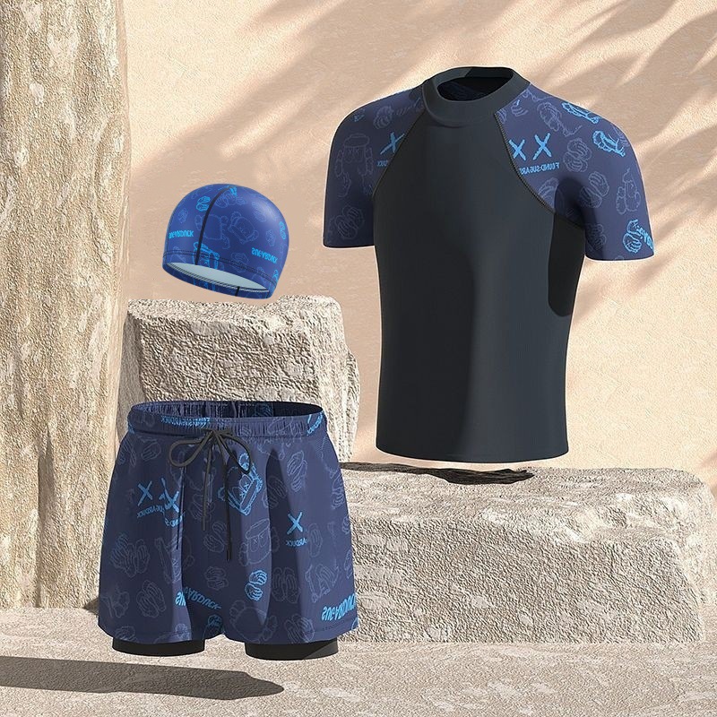 Blue bear suit + swimming cap