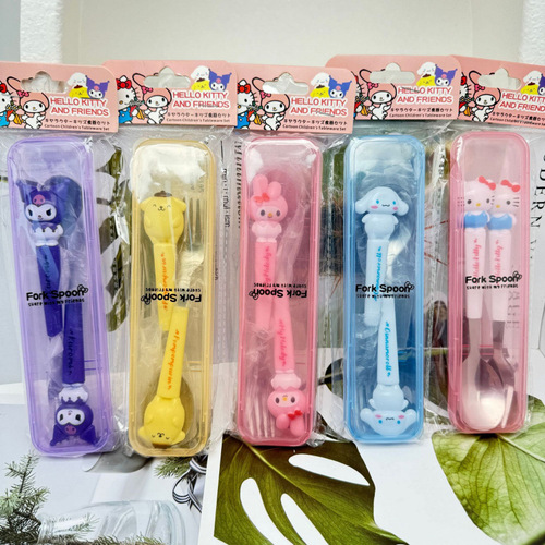 Three-Star Trading Gudetama Kuroemon Fork & Spoon 2-Piece Set – Student-Friendly Kuroemon Doll Design Soup Spoon and Fork Combo, Wholesale Price