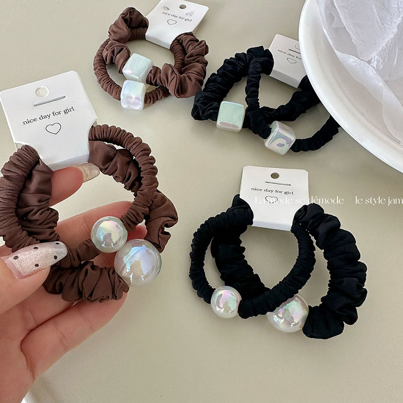 Coppia francese di perline rotonde di alta qualità di colore curry nero, perline di nicchia rotonde quadrate, anelli per capelli eleganti e veloci per coda di cavallo_voghion.com