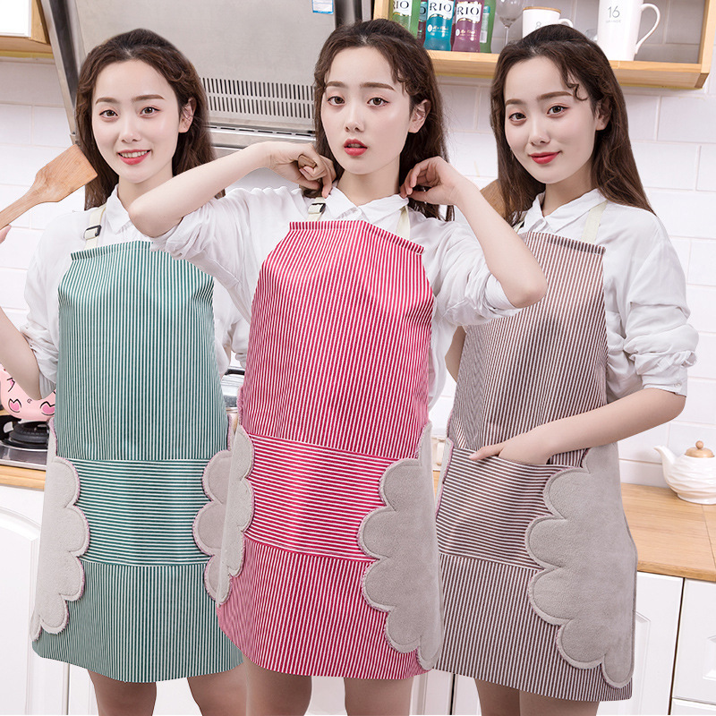 Household Hand-wiping Apron Adjustable Waterproof Oil-proof Cover Dress Kitchen Cooking Cooking Work Bib Apron