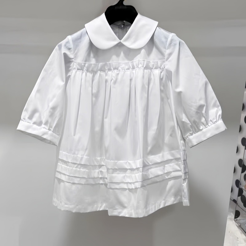 CDG KZYU 25春夏新款日系娃娃领衬衫宽松短袖休闲百搭上衣女款潮|undefined