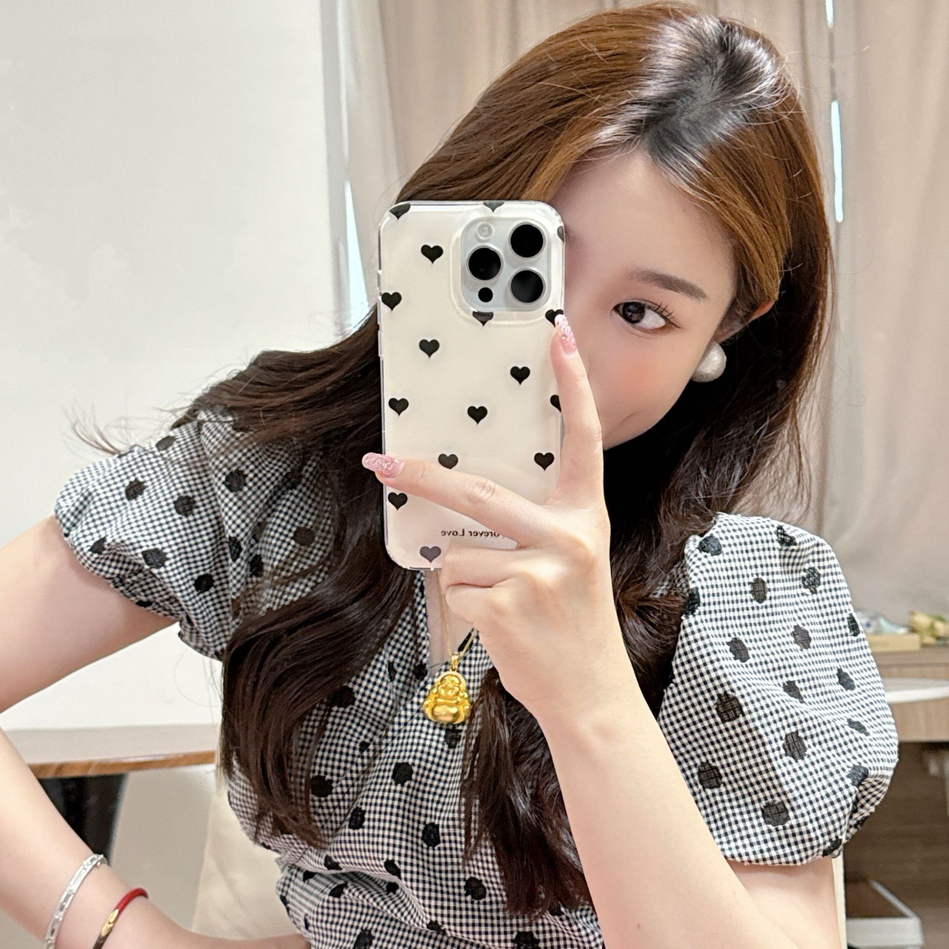 Punto de onda de amor simple de nicho para Apple 16ProMax funda para teléfono móvil 15Pro/14Pro nuevo 13 femenino 16Pro