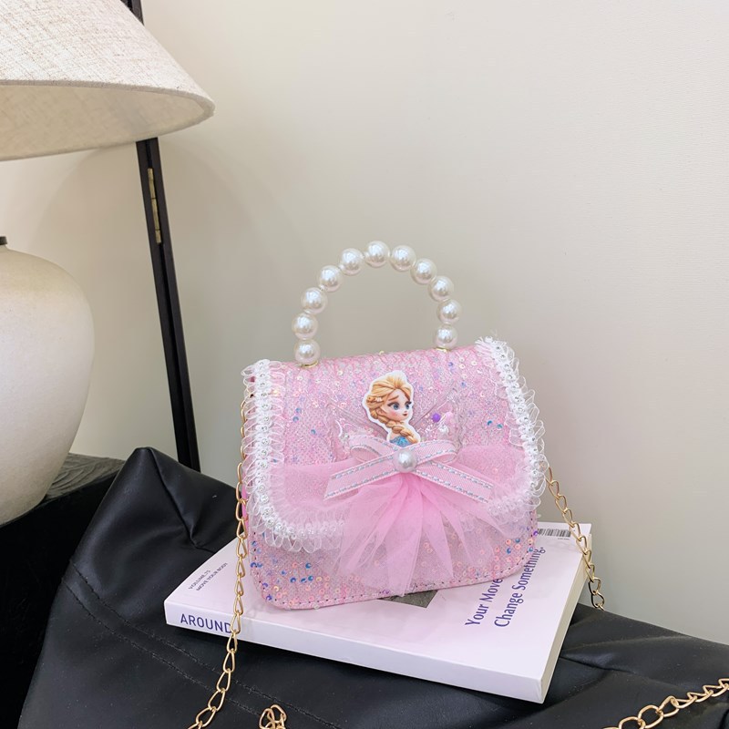 Nuevo bolso para niños niña pequeña bolso de cadena de perlas bolso de mano princesa de moda monedero de hombro
