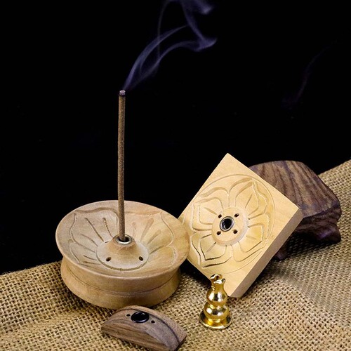 Indian original wood incense burner, incense plate, aromatherapy accessories, Zen-style household, antique-style incense plate, living room incense art decoration
