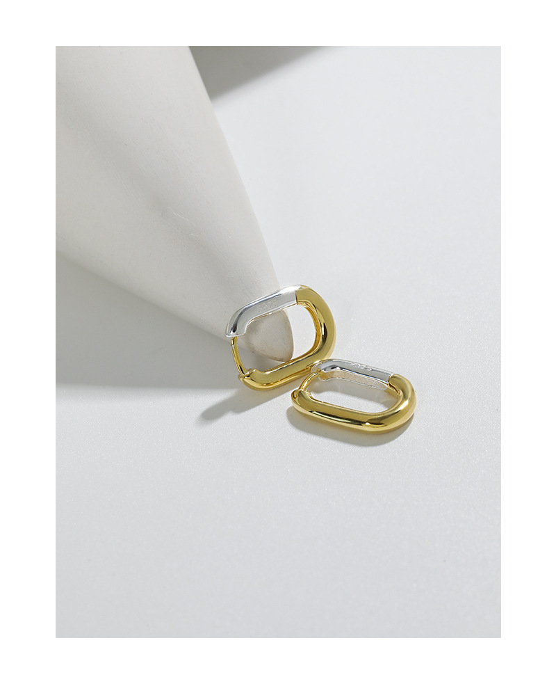 INS Style Color Block Sterling Silver Plating Hoop Earrings 1 Pair