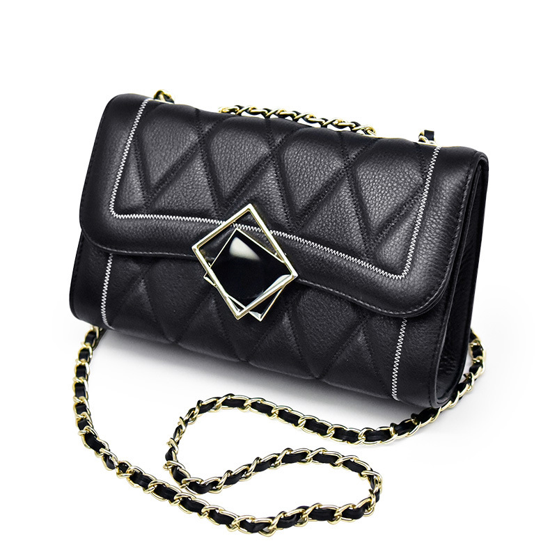 Stylish Women's Small Leather Crossbody Bag With Chain Strap_voghion.com