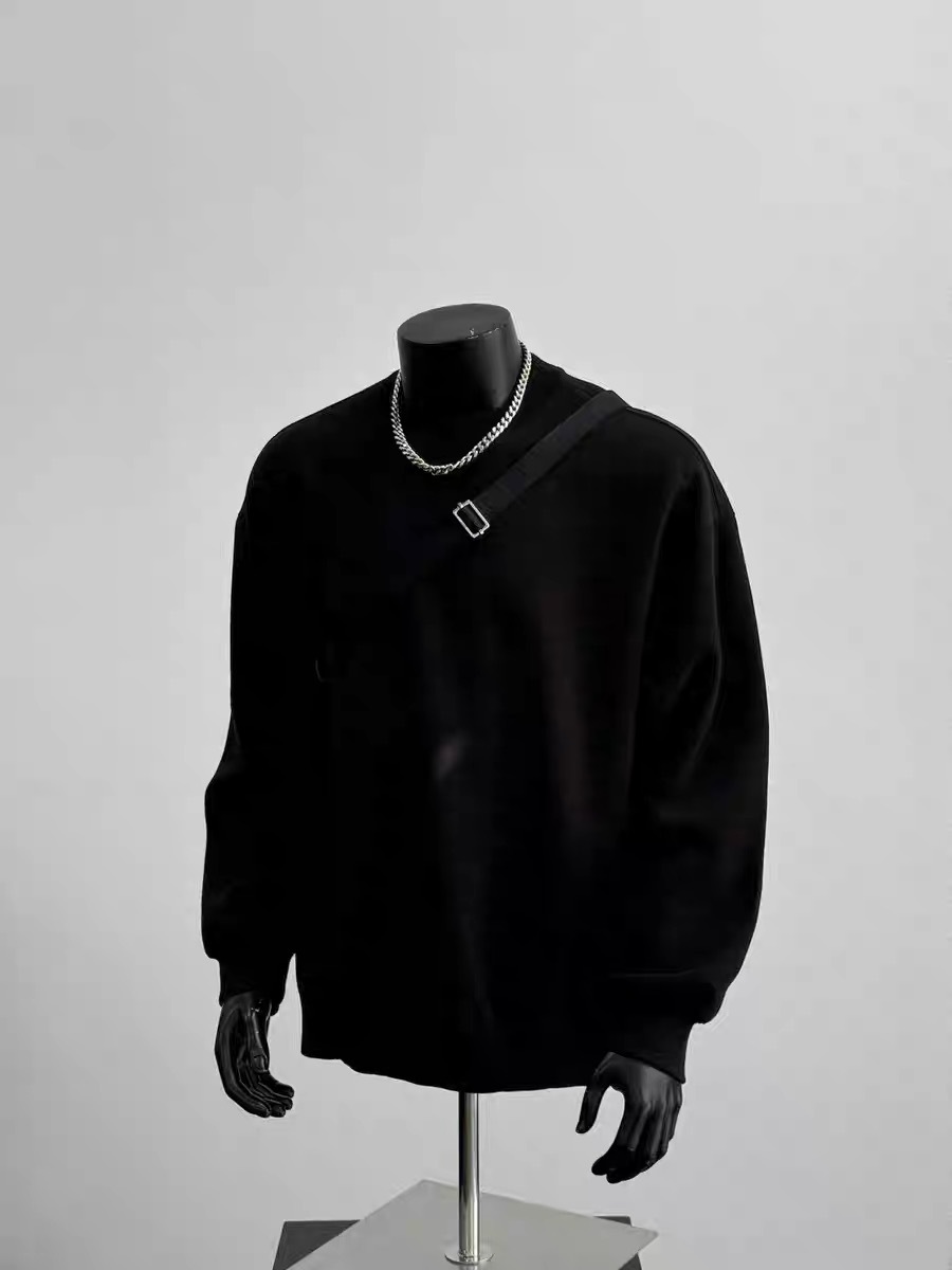 厚手のラウンドネック長袖スウェットシャツメンズカジュアルルーズTシャツ春秋新作アメリカンスタイルシンプルプルオーバートップス