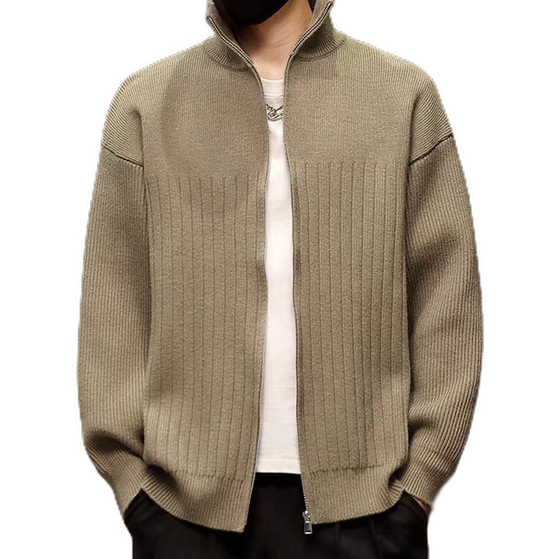 Explosiones transfronterizas de tamaño grande europeo Cardigan suéter de punto hombre chaqueta de color sólido chaqueta de fábrica de marea al por mayor