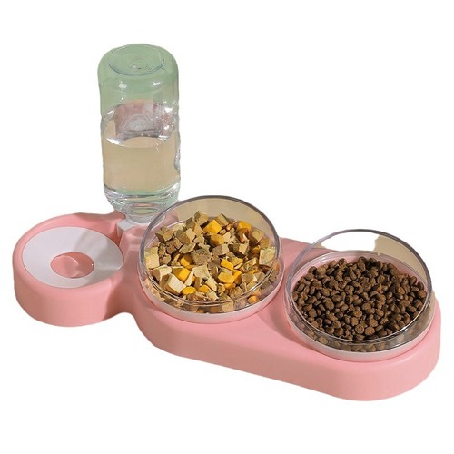 Meow Double Bowl Automatic Pet Bowl Feeder Dog Drinking Fountain Cat Bowl Dog Bowl Cat Bowl Cat Supplies Water Dispenser