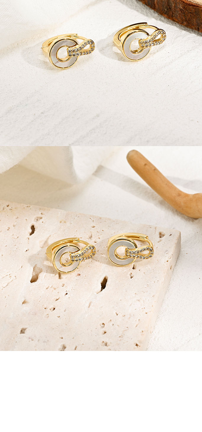 new brass 14k real gold plated white circle copper ear bucklespicture2