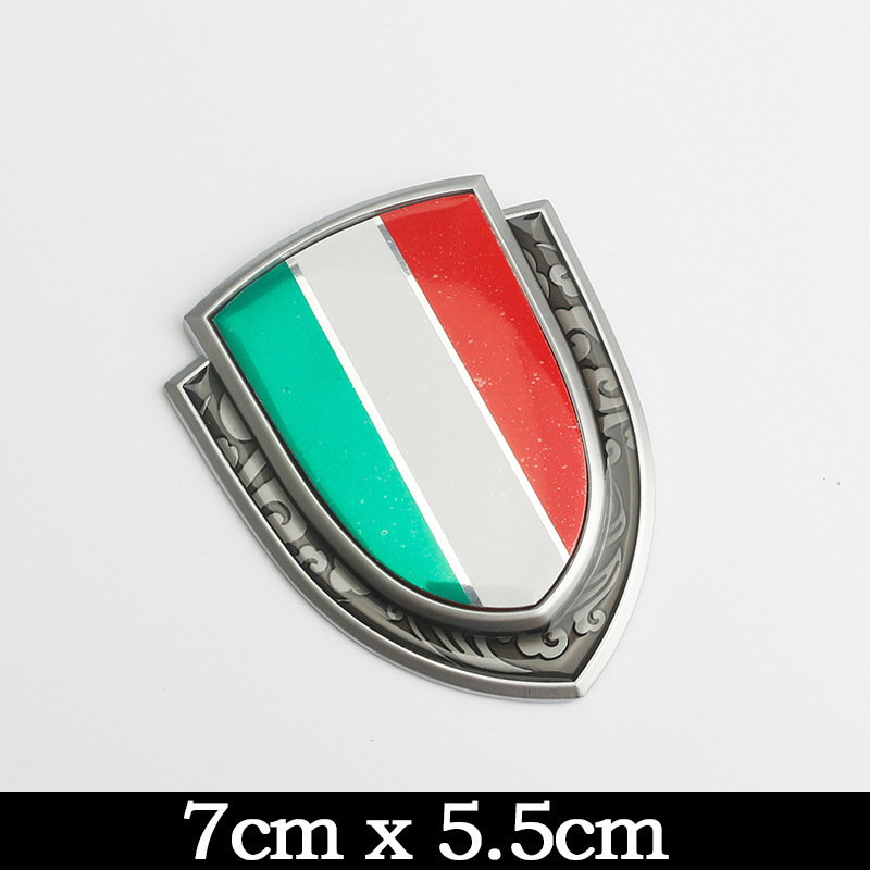 German, British, Italian, American and French Flag Metal Stickers, Patriotic Modified Car Logo Shield Side Logo Body Stickers