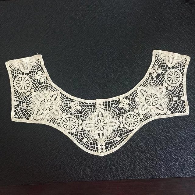 汕头厂家 水溶领花棉线 绣花领子电脑刺绣立体蕾丝服装辅料 Z1858