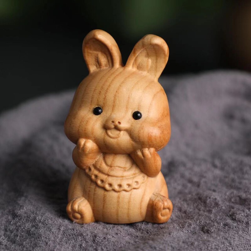 手作りの桃の木の十二生肖の置物の原木のハンドルの竜の牛のネズミの犬はかわいい子供の車の置物を飾ります。|undefined
