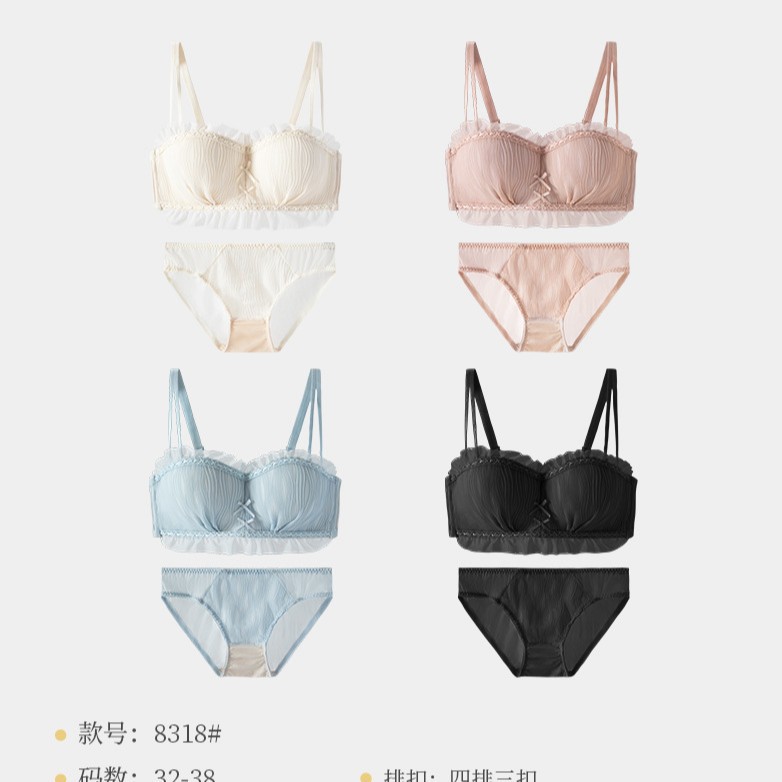 Encaje dos ropa interior antideslizante para niña, pecho pequeño, sujetador ajustable con volantes