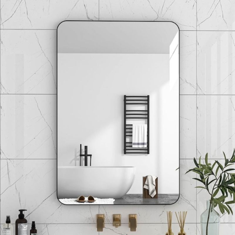 Bathroom Mirror Wall-Mounted Self-Adhesive Bathroom Washbasin Vanity Makeup Wall-Mounted Punch-Free Wall-Mounted Half-Length Mirror