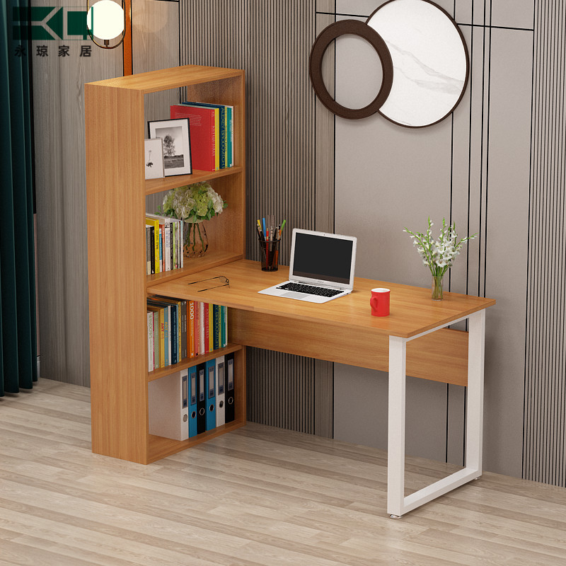 YQ 带书柜电脑桌台式写字桌办公桌简易书桌书柜组合单人位电脑桌