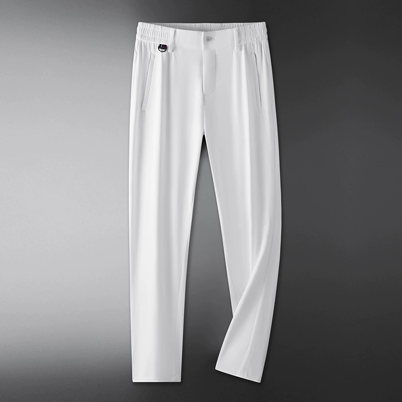 Толстый брат 2023 Летние тонкие мужские повседневные брюки из ледяного шелка Толстые Большие размеры Свободные прямые брюки