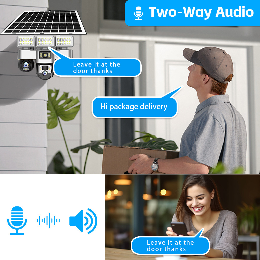 高清探头多人观看室外太阳能低功耗三镜头三画面监控真三镜头三画