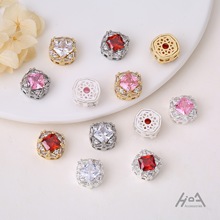 14k金保色多色魔盒手工diy水晶手串手链项链多孔串珠方锆隔珠配件