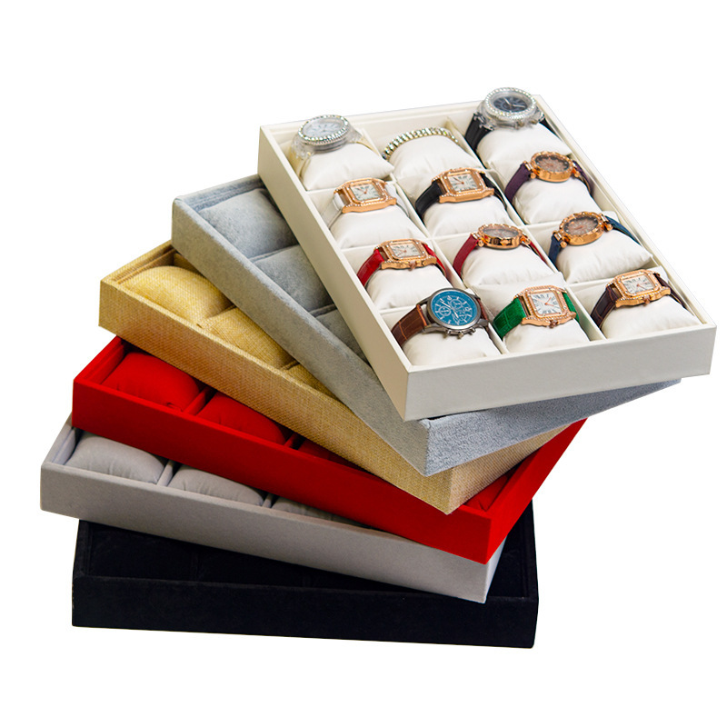 Watch Display Tray Pu Velvet 12-Compartment Bracelet Pillow Storage Tray Jewelry Display Stand Jewelry Storage Box