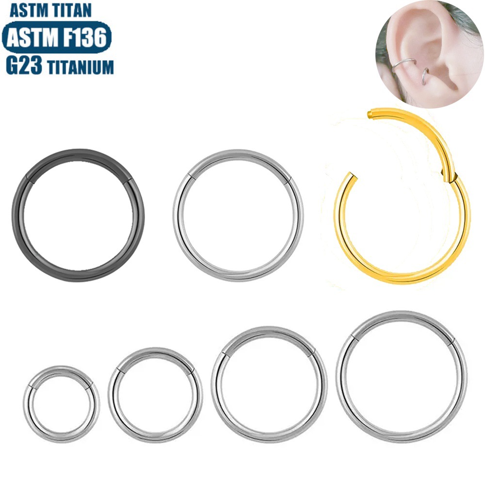 F136 Implant Grade Titanium Alloy Nose Ring Earring with Zircon CNC Seamless Ring - Fashion Geometric Jewelry detail image 19
